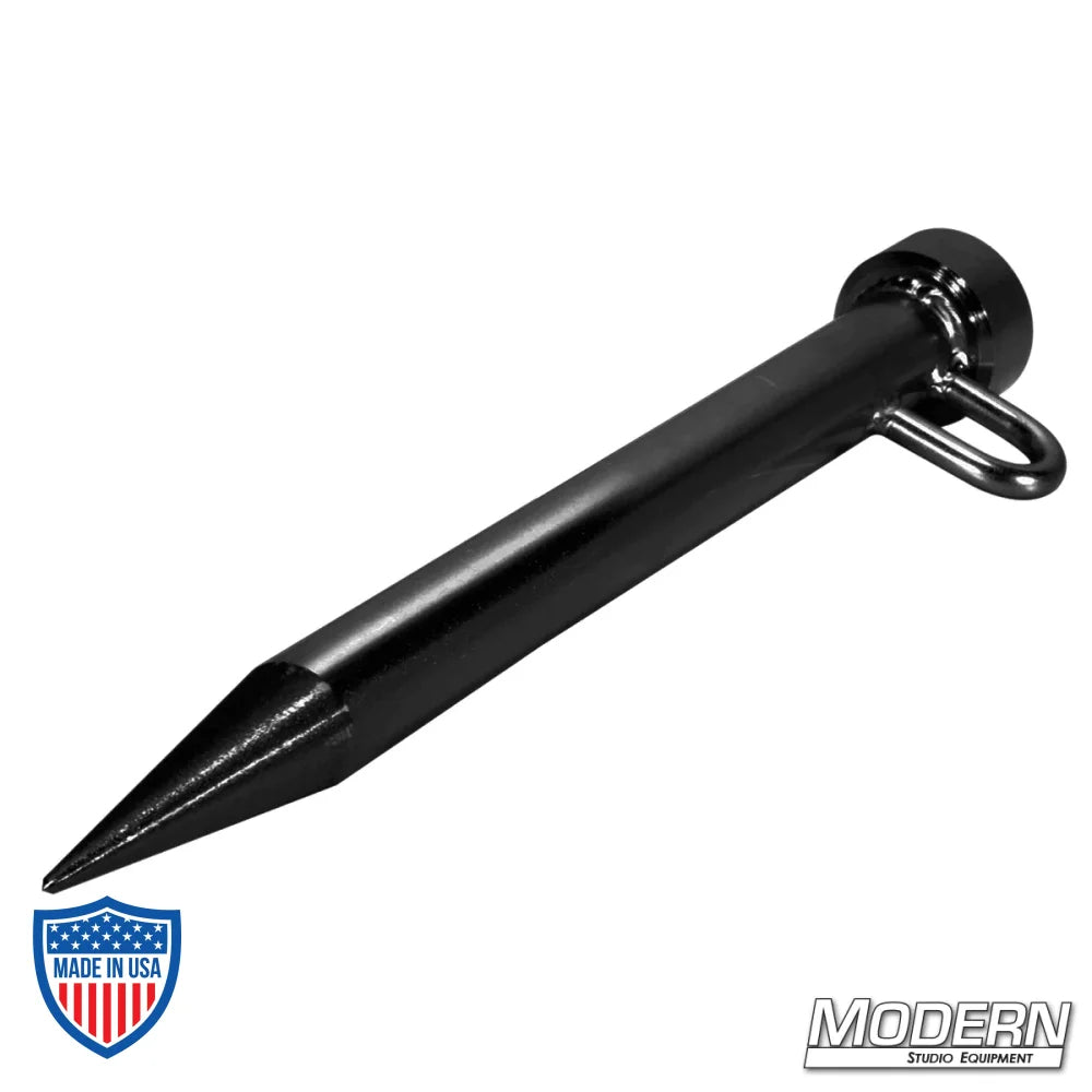 Black Zinc Tent Stake with D-ring for Film Grip Rigging - 1-1/4" Steel Diameter
