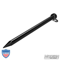 Black Zinc Tent Stake with D-Ring for Film Grip and Rigging, 1-1/4" Diameter Steel