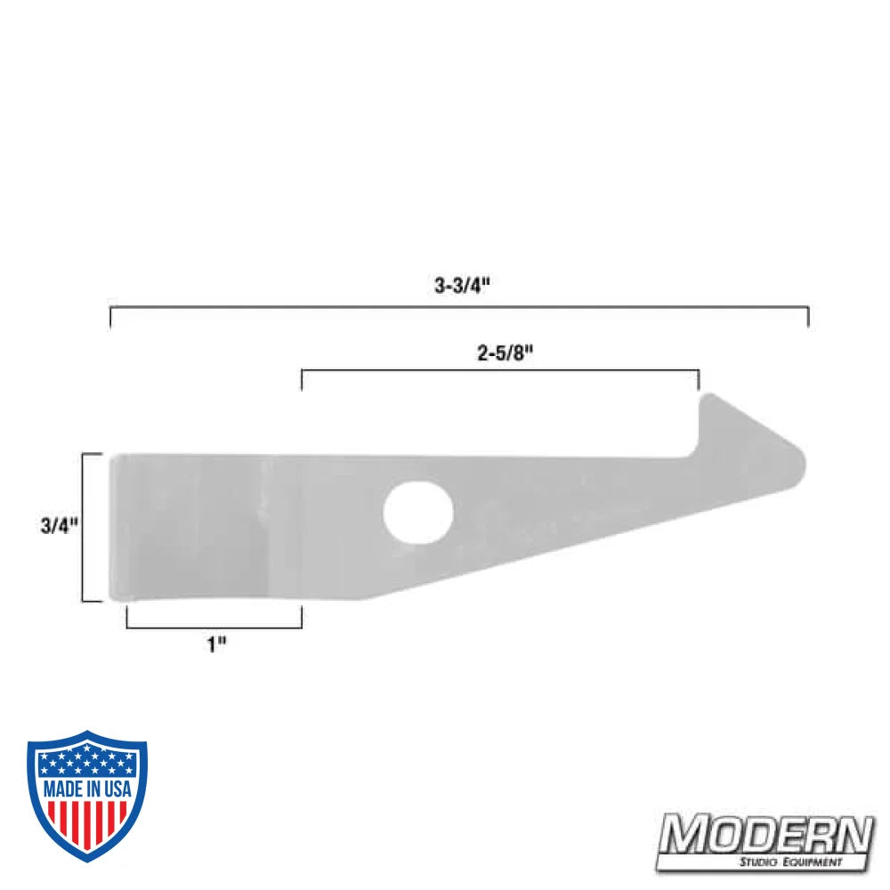 Hangstuff 25 film grip and rigging clip with dimensions for securing items up to 25lbs on pipes or tubes with 1" OD