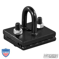 Uni-Body Pinch Clamp Tie Down - Black Zinc for film grip rigging with D-ring attachment. Steel unibody clamp for under vehicle use.