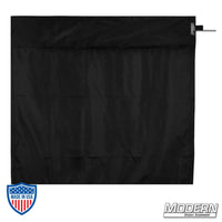Black Rip Stop Wag Flag for film grip rigging on stainless steel frame.