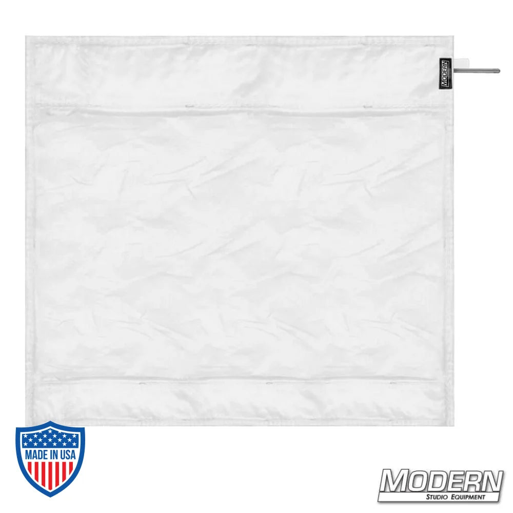 Silent 1/2 grid wag flag for film grip rigging, used with uncovered stainless wag flag frames.