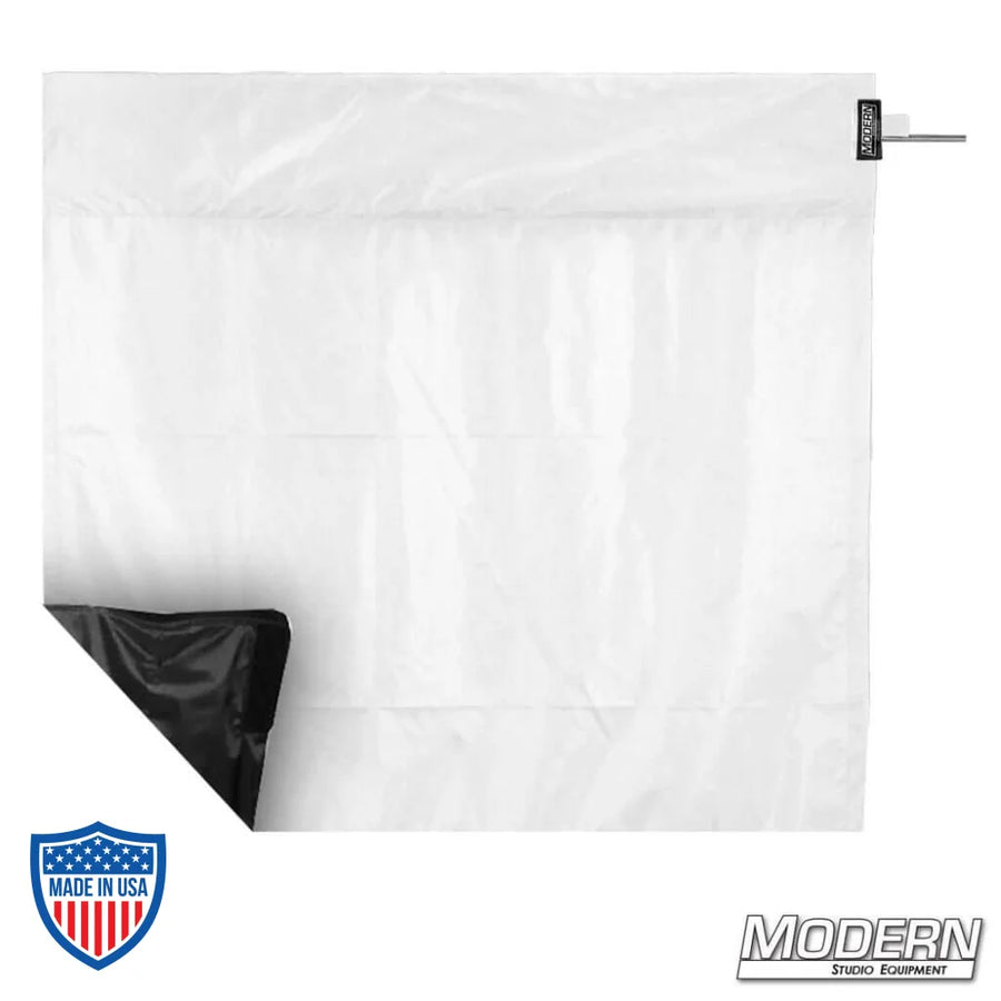 Ultrabounce Wag Flag with bright white bounce side and negative fill black side, ideal for film grip and rigging on stainless frame.