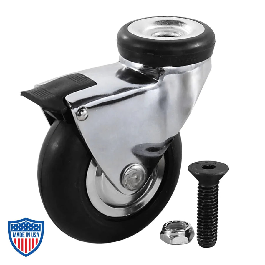Wheel for Hex Plate Floor Dolly with included nut and countersunk bolt for film grip rigging.