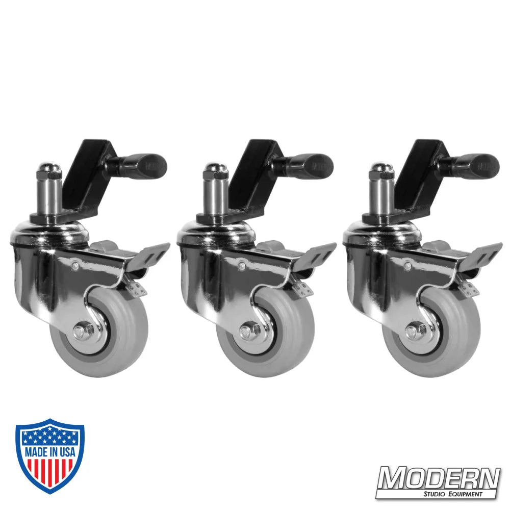 Wheels For Baby Stands (Set Of 3 & Slip On Adapters) - Black Zinc