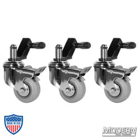 Wheels For Baby Stands (Set Of 3 & Slip On Adapters) - Black Zinc