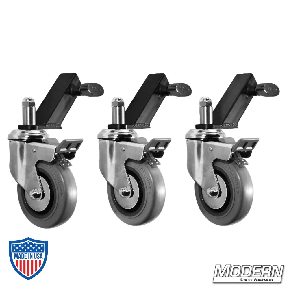 Wheels For Combo Stands (Set Of 3 & Slip On Adapters) - Black Zinc