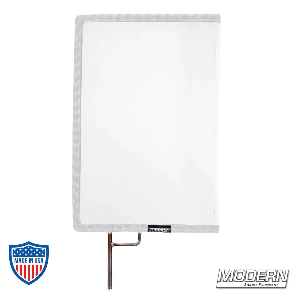 White China Silk Scrim with open end stainless steel frame, 1 stop material for diffusing direct light sources, ideal for film grip rigging