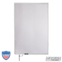 White Double Scrim with stainless steel frame for film grip and rigging, reducing lighting by 1 stop without altering color temperature.