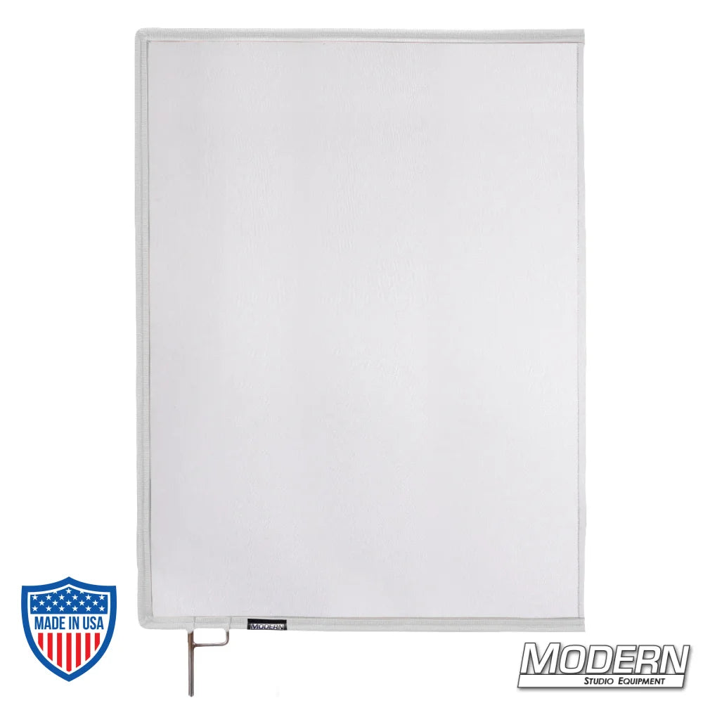 White Double Scrim for film grip rigging with stainless steel frame, reduces lighting without altering pattern or color temperature.