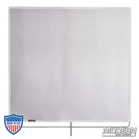 White Double Scrim 48" x 48" with stainless steel frame, 1-stop material for film grip rigging, reduces lighting, retains color temperature.