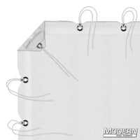White Double Scrim with grommets and ties for film grip rigging, includes storage bag.