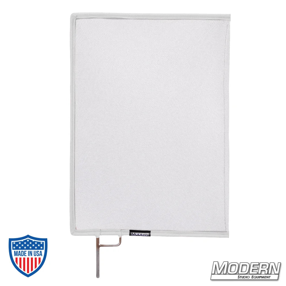 White Single Scrim with stainless steel frame for film grip and rigging, 0.5 stop material reducing light without altering color temperature