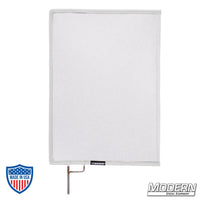 White Single Scrim with stainless steel frame for film grip and rigging, 0.5 stop material reducing light without altering color temperature