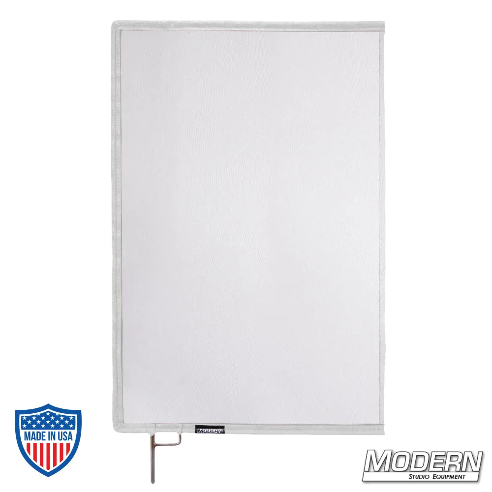 White Single Scrim with stainless steel frame for film grip rigging, reduces lighting without changing color.