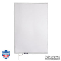White Single Scrim with stainless steel frame for film grip rigging, reduces lighting without changing color.