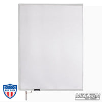 White Single Scrim with stainless steel frame for film grip and rigging, reduces lighting by 0.5 stop without altering color temperature.