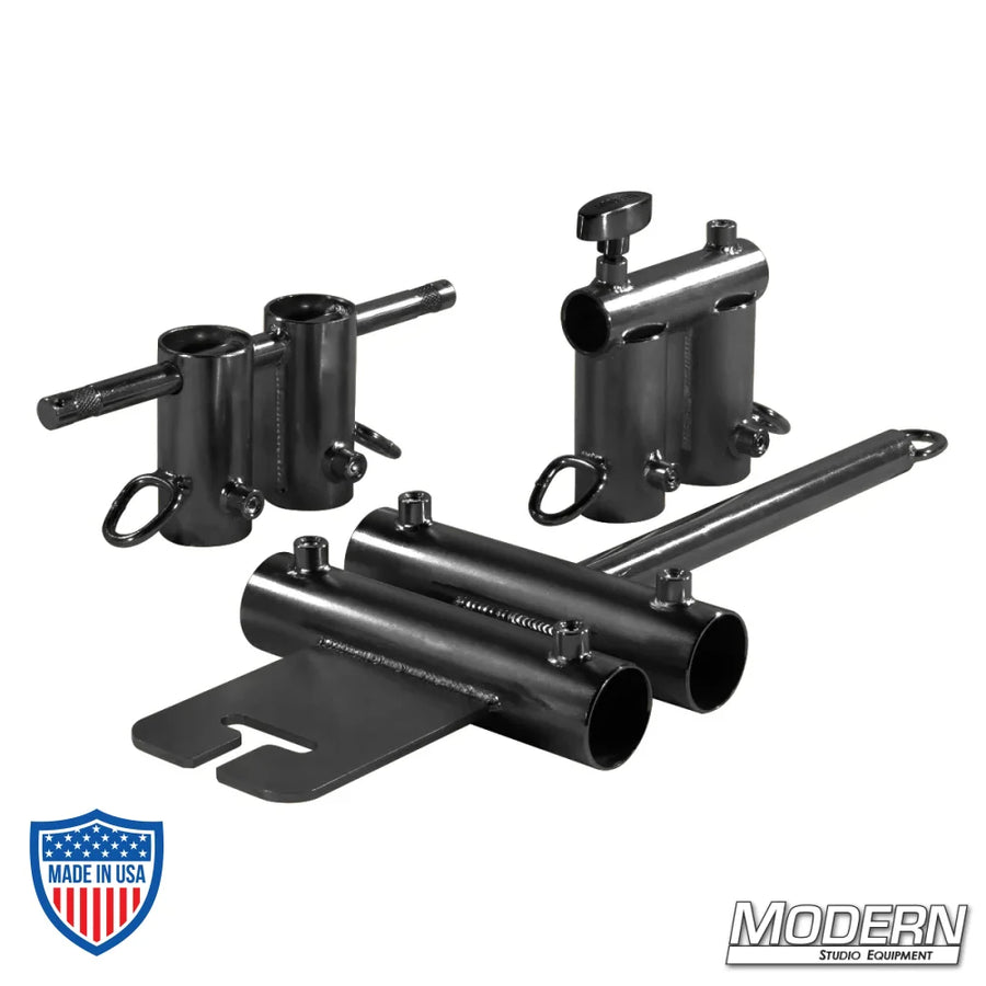 Wide Over and Under Boom Kit for 1-1/4" Speed-Rail® in Black Zinc, three-piece kit for gripping and rigging in film production