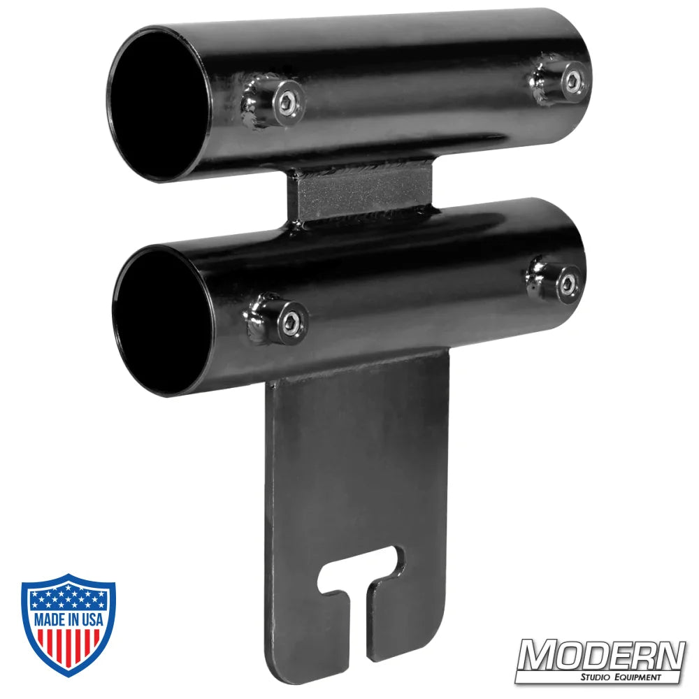 Black Zinc Wide Over and Under Ear for 1-1/2" Speed-Rail®, with set screws for film grip rigging on gobo/grip head.