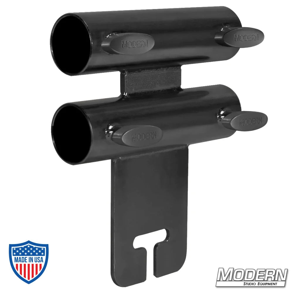 Wide Over and Under Ear for 1-1/4" Speed-Rail - Black Zinc with T-Handles for film, grip, and rigging use.