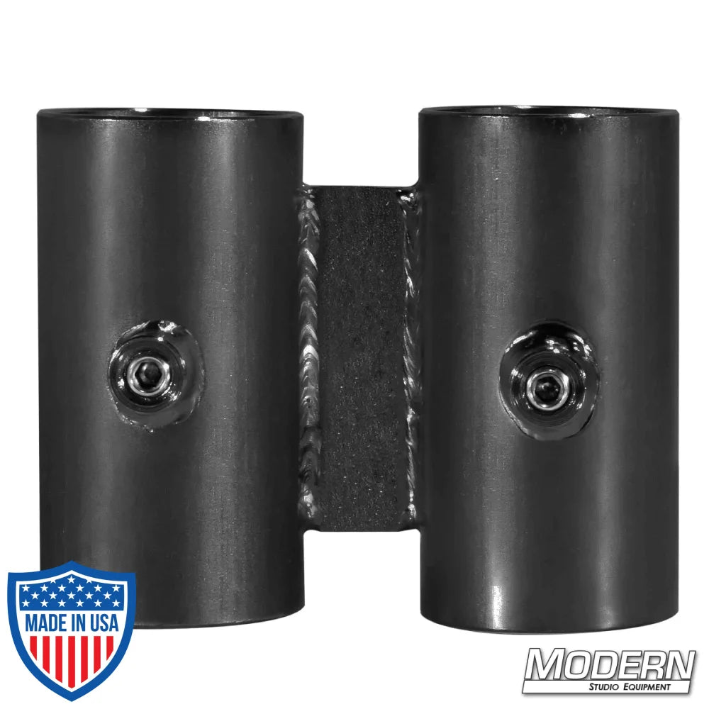 Wide Over and Under 1-1/2-inch Speed-Rail® Black Zinc with Set Screws for film grip rigging