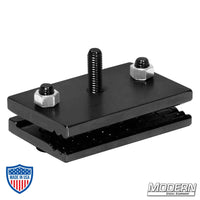 Wider Uni-Body Pinch Clamp for Pipe Starter in black zinc finish, featuring 3/8" male thread; ideal for film grip rigging.