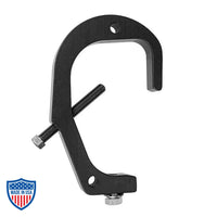 Monstro-Clamp 4" for film grip rigging, CNC cut from aluminum, capable of fastening 2" to 4" OD pipes with a 250-pound load limit.