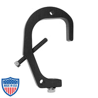 Monstro-Clamp 4-inch for film grip rigging, CNC cut from aluminum, capable of fastening 2" to 4" OD pipes with a 250-pound load limit.