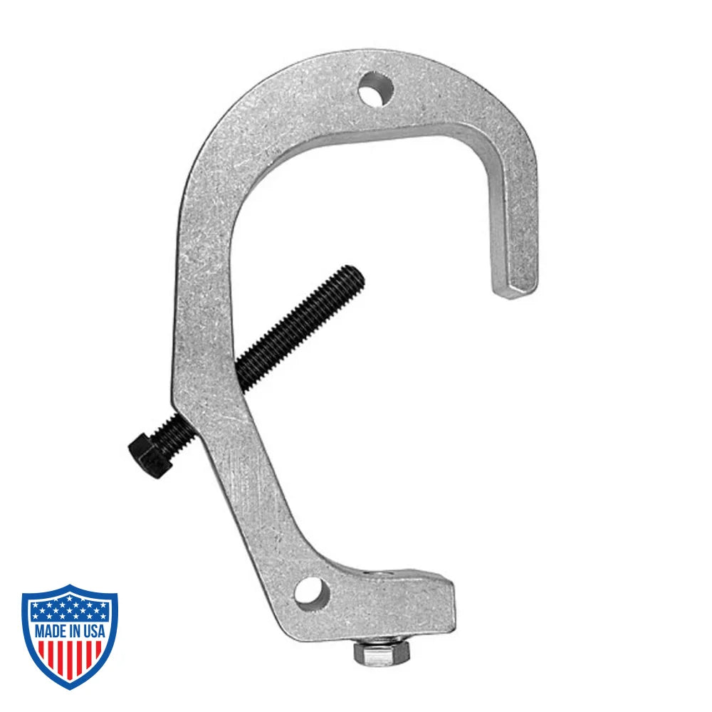 Monstro-Clamp 4" for film grip rigging, CNC cut from solid aluminum, fits 2-3.5" pipes, and supports up to 250 pounds