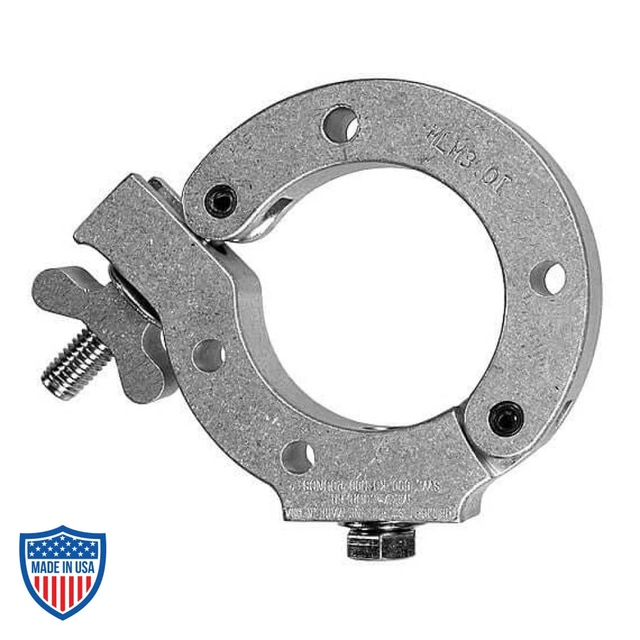 Monstro-Coupler 3" for film grip rigging, CNC machined from aircraft-grade aluminum for pipes larger than standard theatrical battens
