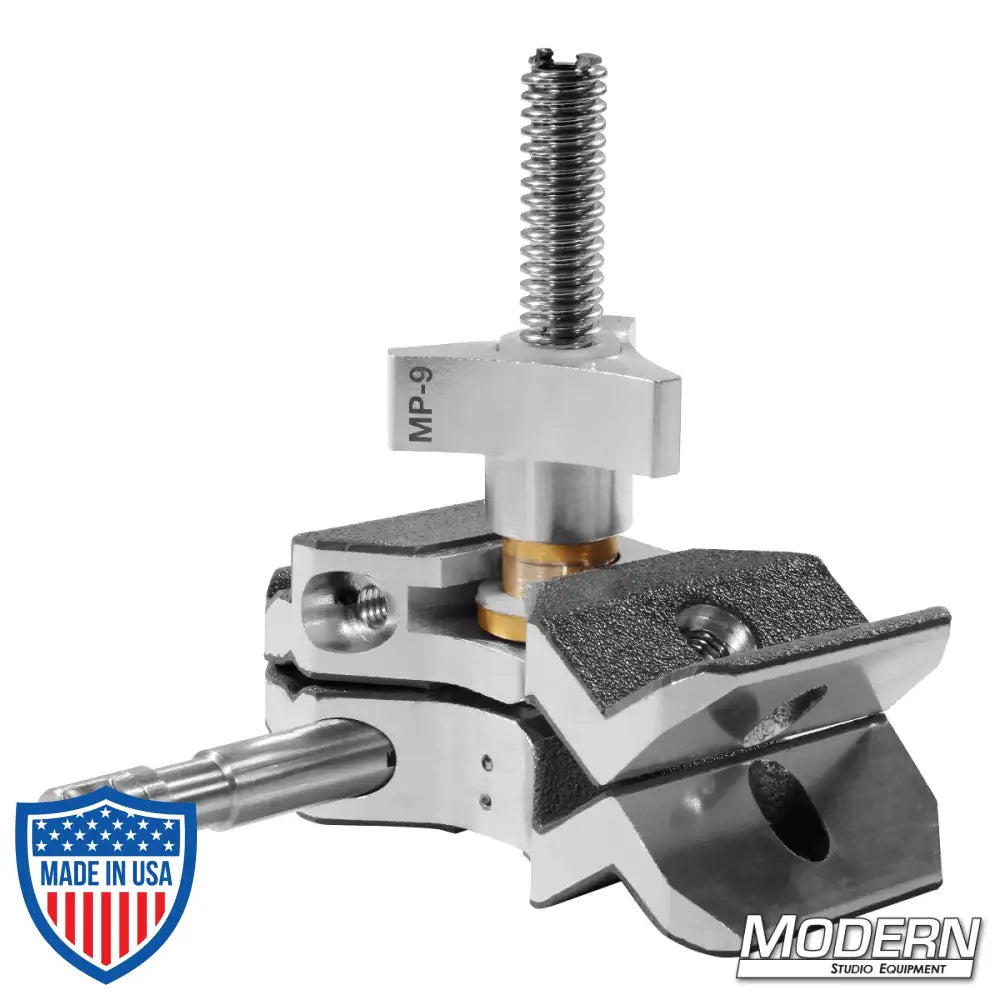 MP-9 clamp with 5/8" baby pin and nine locking positions for film grip and rigging tasks.