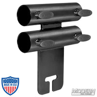 Narrow Over and Under Ear for 1-1/2-inch Speed-Rail® - Black Zinc with T-Handles for film grip and rigging equipment