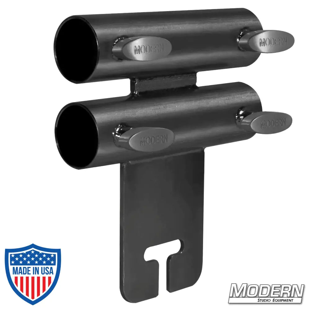 Narrow Over and Under Ear for 1-1/4-inch Speed-Rail® Black Zinc with T-Handles for film grip and rigging.