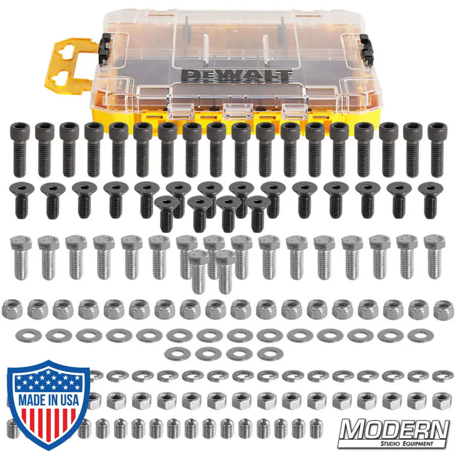 Nuts and Bolts Assortment Kit in DeWalt® Toughcase for film grip and rigging.