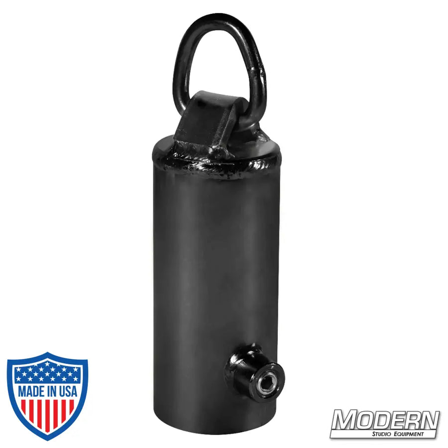 Pipe Cap with D-Ring for 1-1/4-inch Speed-Rail, black zinc finish, steel fitting for film grip rigging.