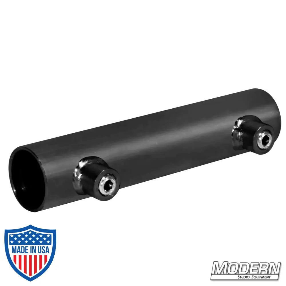 Black zinc pipe frame sleeve for 3/4-inch round, used in film grip and rigging, coupler for joining two pieces of 3/4" Speed-Rail®.