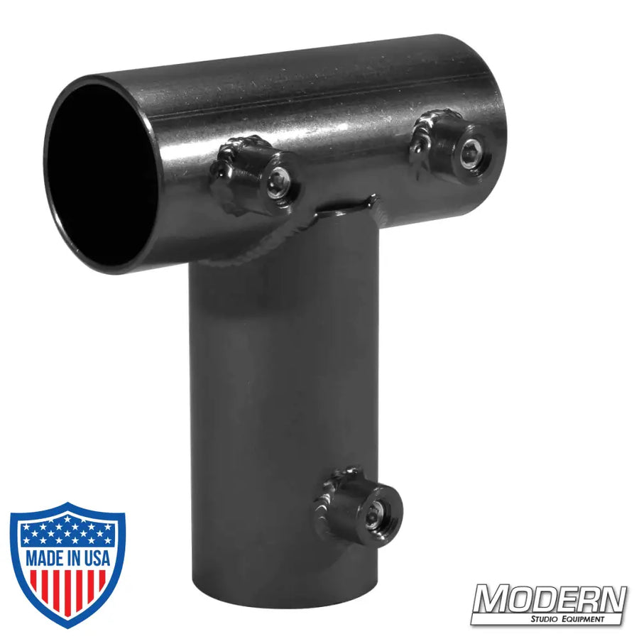Pipe Tee Receiver for 1-1/4-inch Speed-Rail® - Black Zinc with Set Screws for film grip rigging support