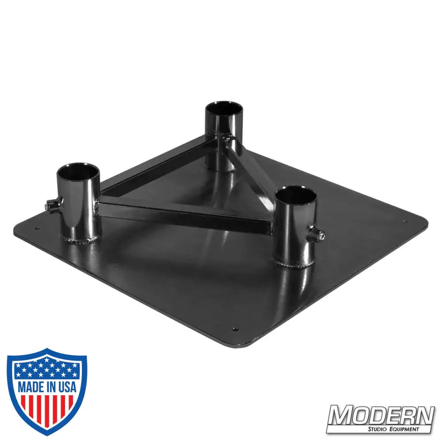 Steel pipe truss base for 1-1/2-inch Speed-Rail®, 14" x 14" rigging component for film grip equipment