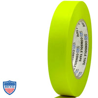 Pro Console Tape 1"x60yd premium flatback paper tape in bright yellow, ideal for film grip rigging, color coding, and labeling.