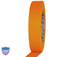 Pro Console Tape 1"x60yd orange roll, ideal for film grip rigging, clean removable premium paper tape for color coding and labeling.
