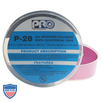 PRO® P-28 vinyl electrical tape in box for grip, rigging, film applications, chemical and solvent resistant, outdoor use