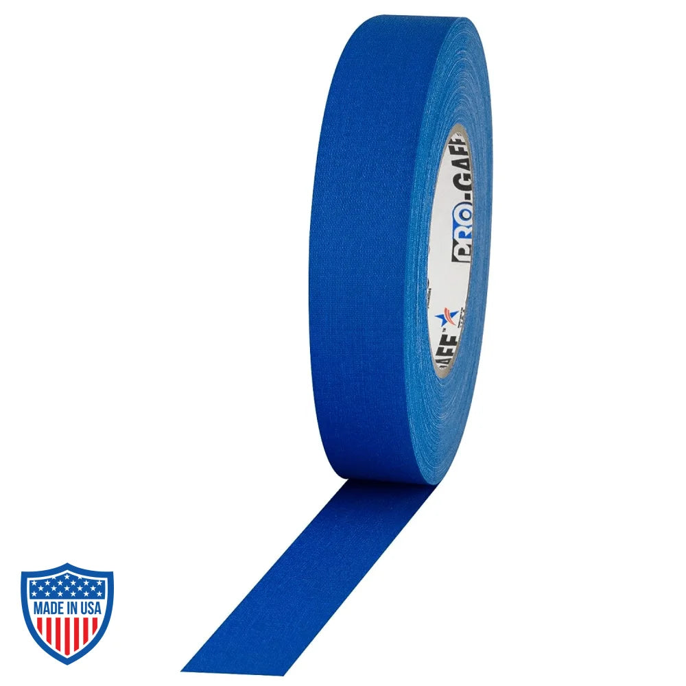 Pro Tapes 1" blue Gaff Tape for film, grip, and rigging applications.
