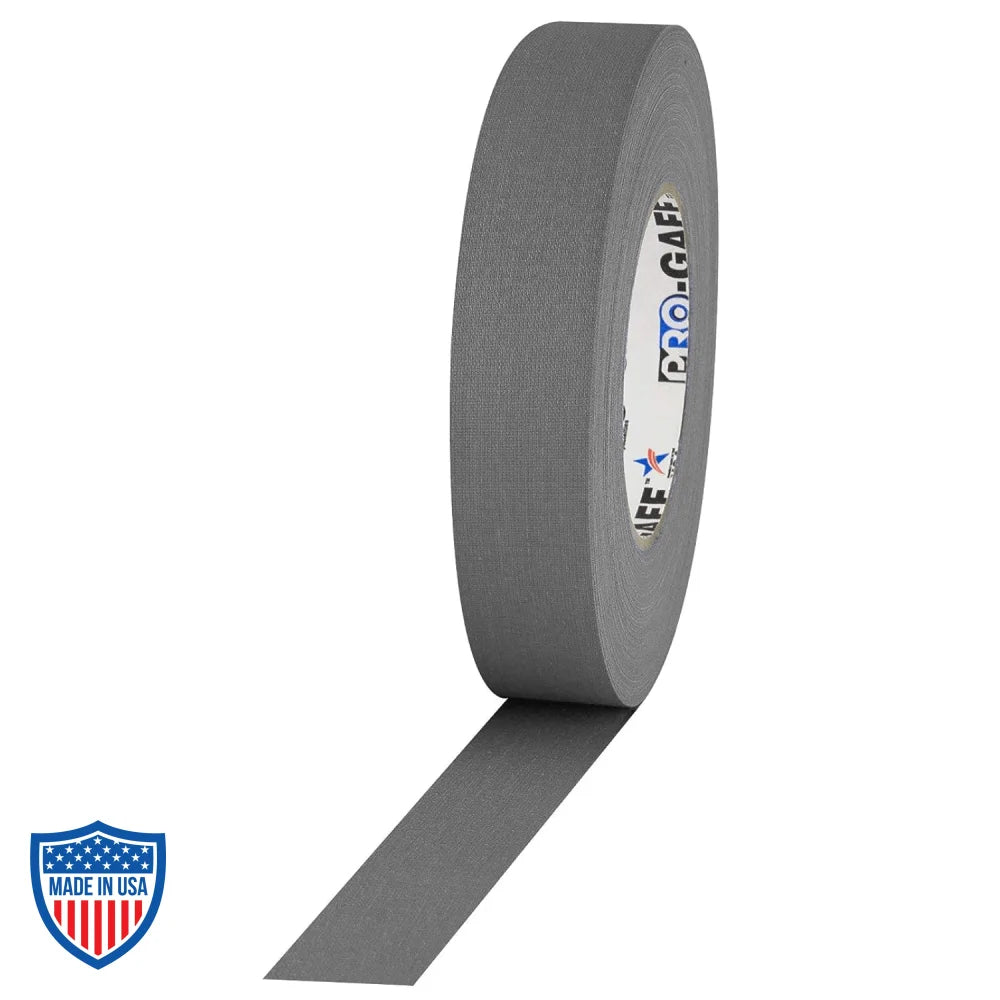 Pro Tapes® 1" Gaff Tape in black for film grip and rigging, ideal for bundling, marking, and temporary holding tasks on set.
