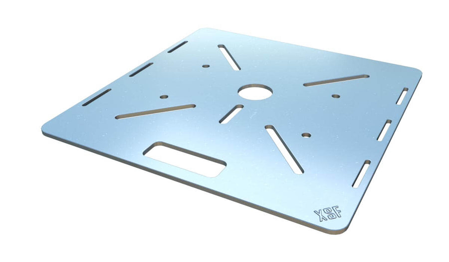 XSF Projector Plate for secure truss-topper shelf, ideal for film grip rigging of projectors, audio equipment, moving lights, and more.