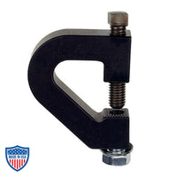 Purlin clamp with square head set screw and hex head bolt for film grip and rigging on bar joists, purlins, and I-beams.