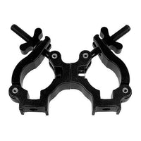 Quad-Coupler 2-1/2-inch swivel clamp for film rigging and grip equipment, with adjustable wing nuts for secure tube connection.