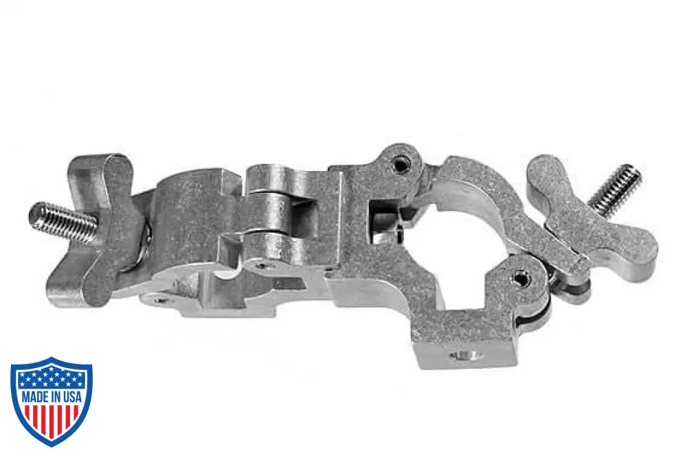 Quad Coupler 1-1/2-inch 90 Degree for film grip rigging, with 770-pound load limit, hardware included, shown in silver color