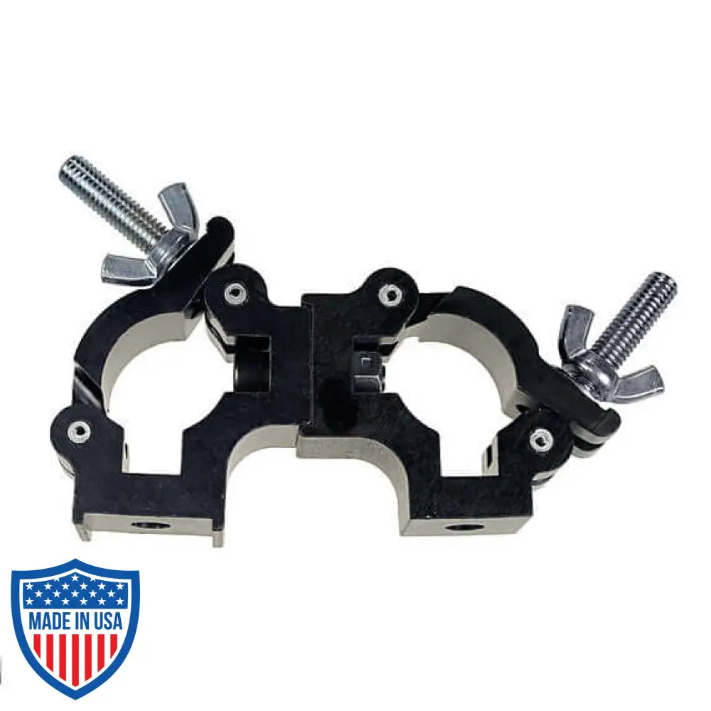 Quad Coupler 1-1/2" Parallel for film grip and rigging with bolted interlocking design made from durable hardware.