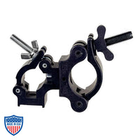 Quad Coupler 1-1/2" swivel to Mega-Coupler for film grip rigging, connecting 2” trussing to junior 1.375” or 1-1/2” trussing