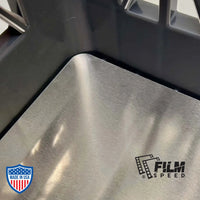 Heavy duty milk crate with removable aluminum Crate Plate for film grip and rigging prevention of item damage